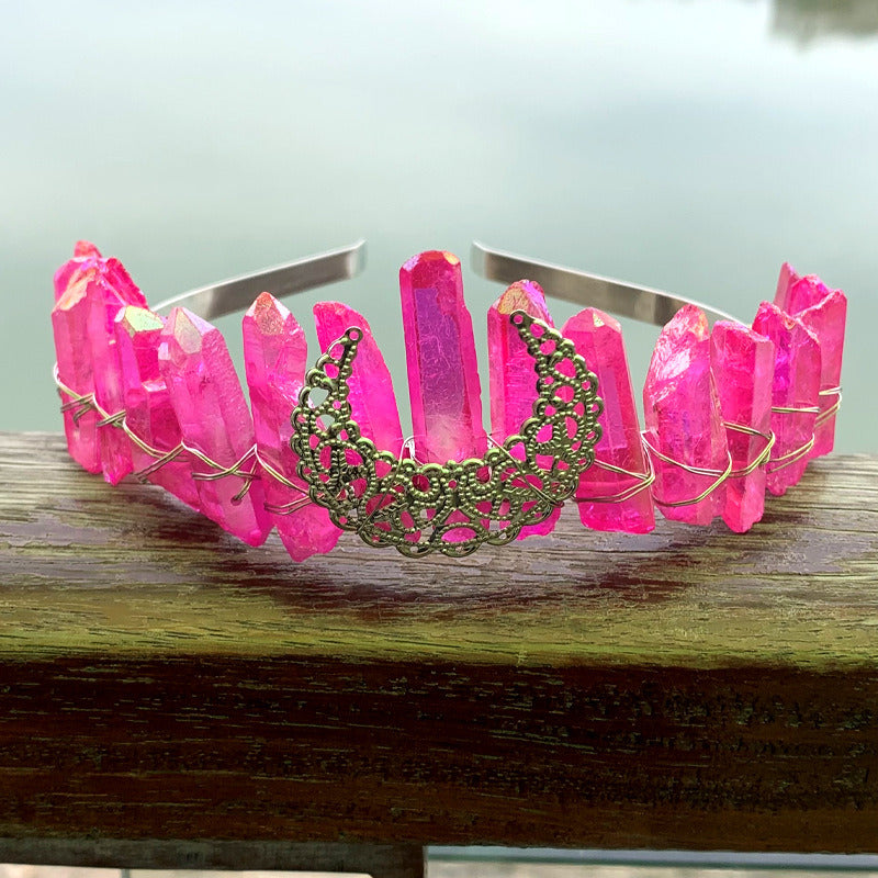 Natural Crystal Rainbow Crown Hair Band