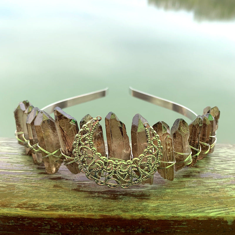 Natural Crystal Rainbow Crown Hair Band