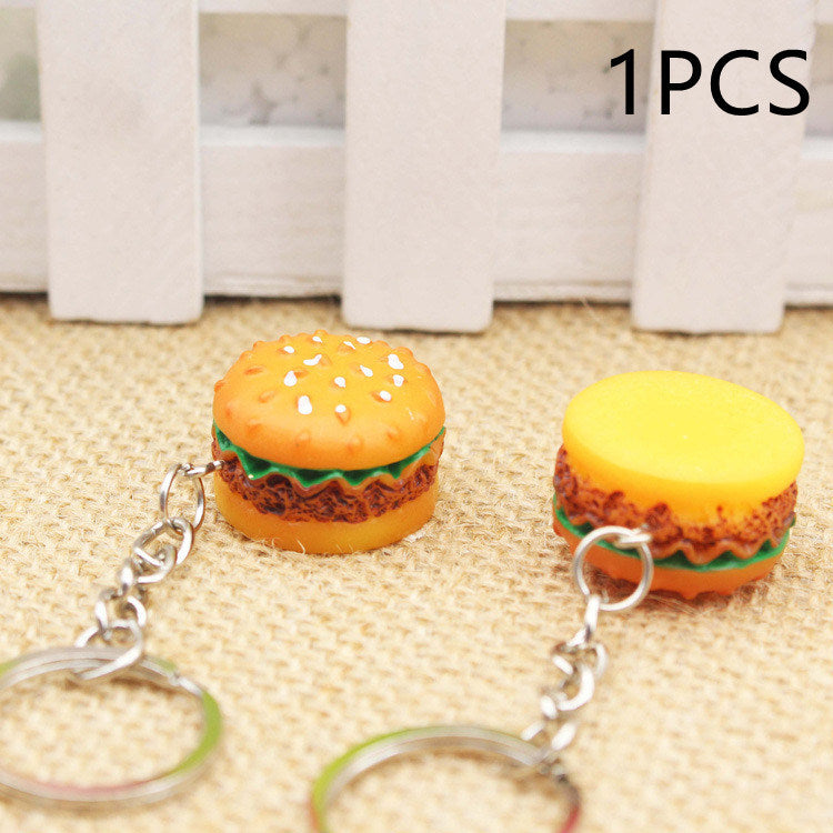 Resin Mini Hamburger Shape Keychain Accessories