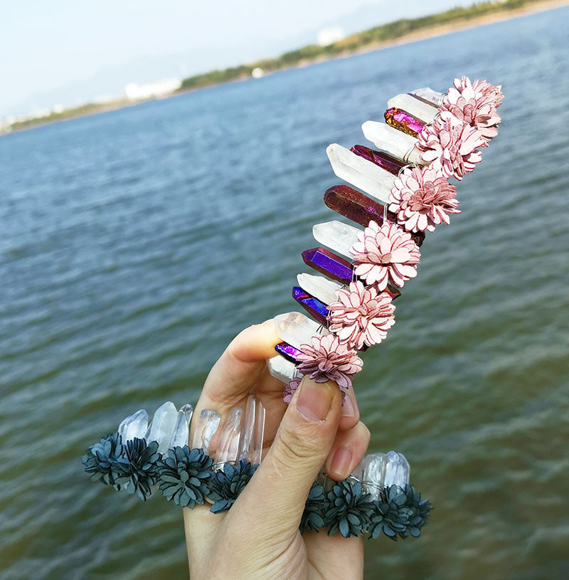 Natural Crystal Rainbow Crown Headband