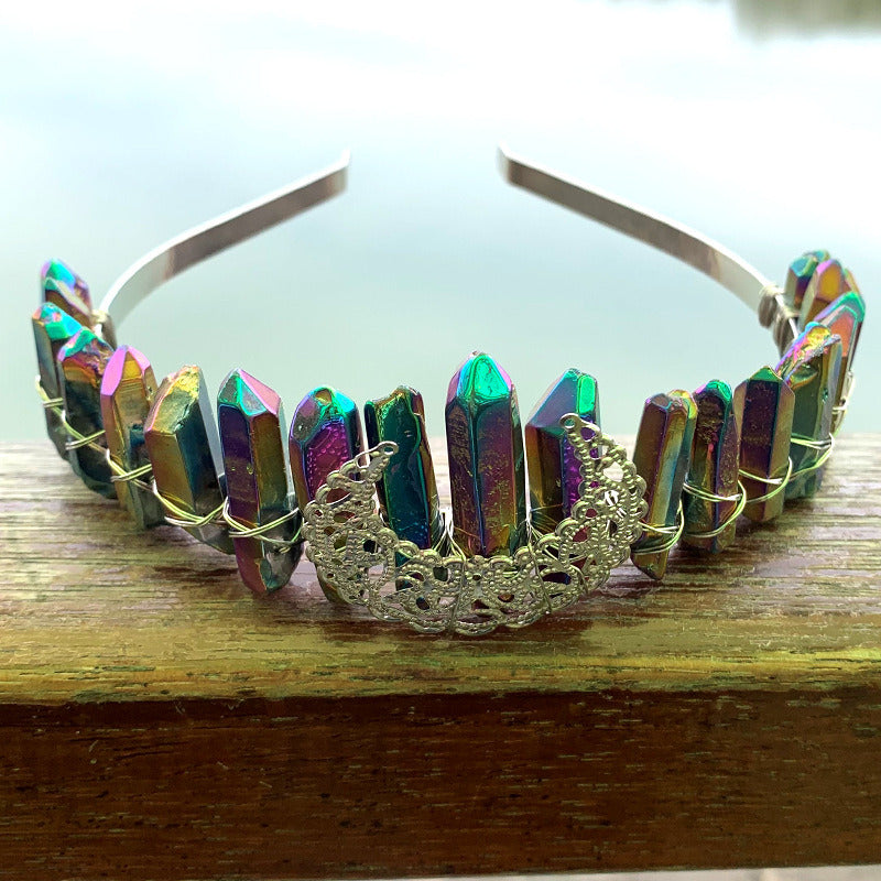 Natural Crystal Rainbow Crown Hair Band