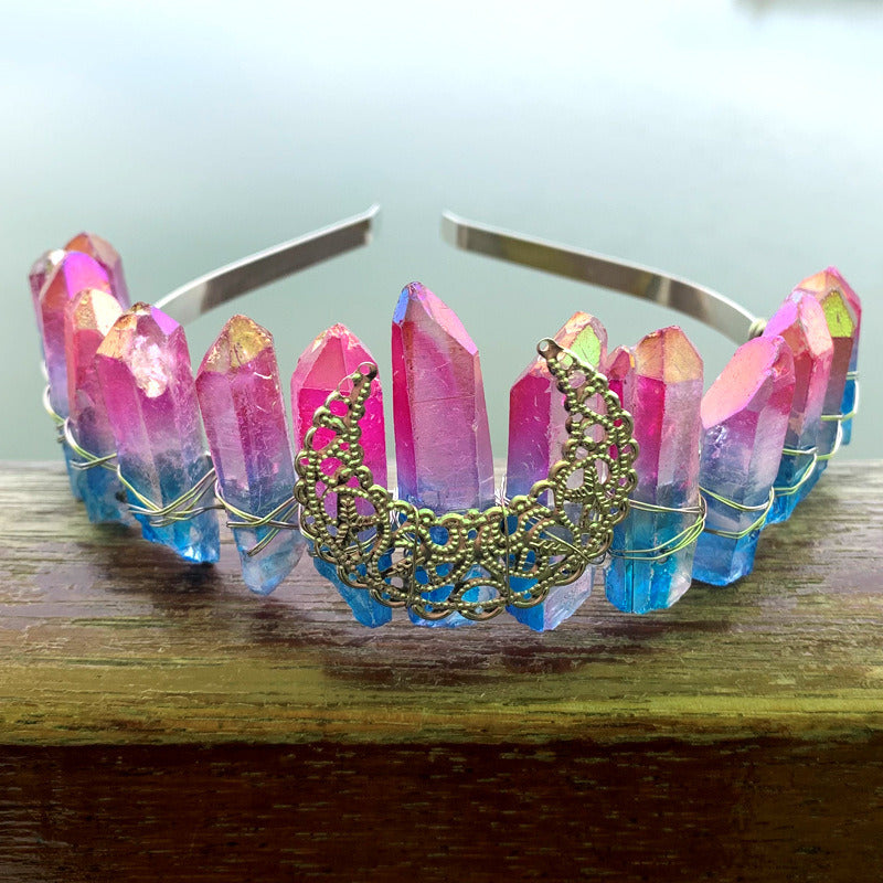 Natural Crystal Rainbow Crown Hair Band
