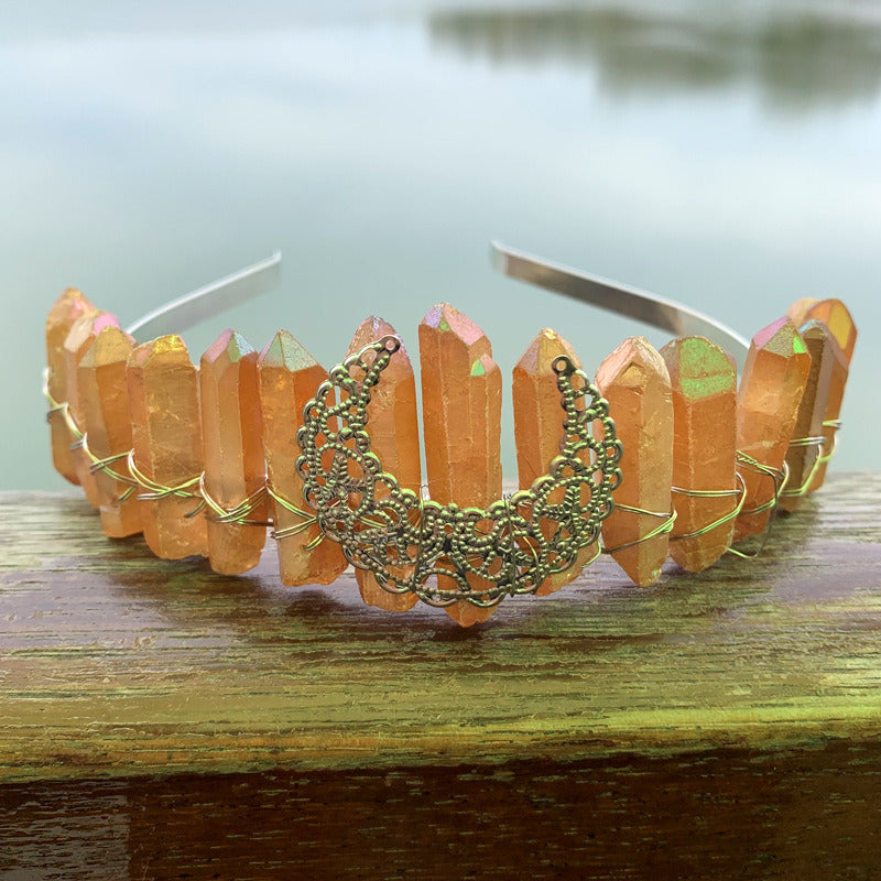 Natural Crystal Rainbow Crown Hair Band