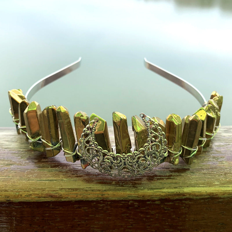Natural Crystal Rainbow Crown Hair Band