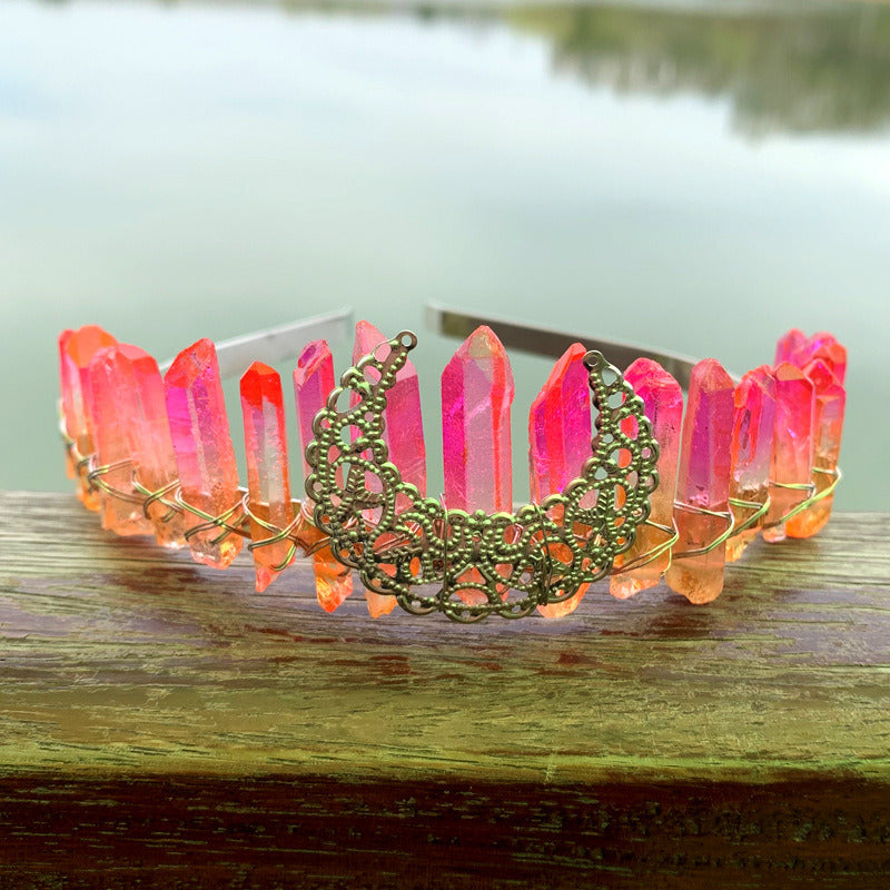 Natural Crystal Rainbow Crown Hair Band