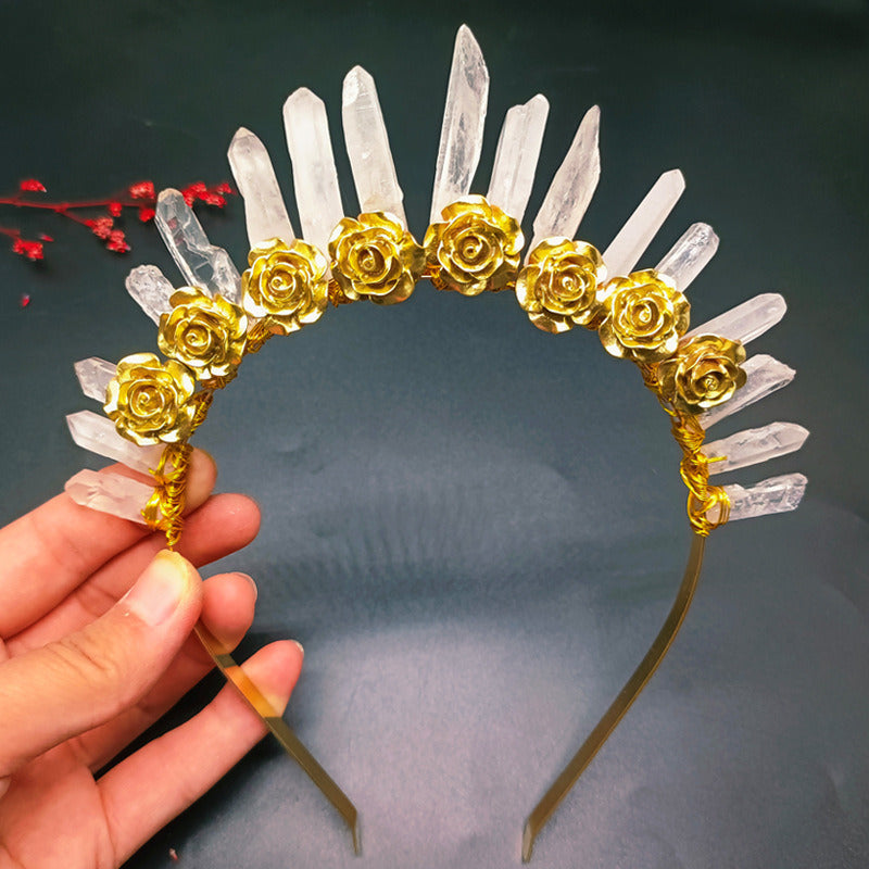 Natural White Crystal Crown Hair Band