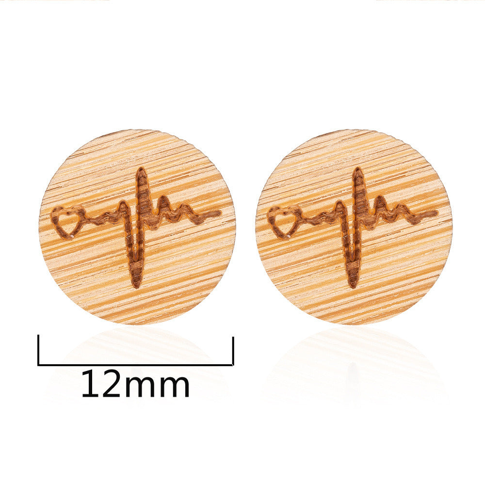 New Vintage Small Animal Plant Wooden Stud Earrings For Girls Simple Stud Earrings