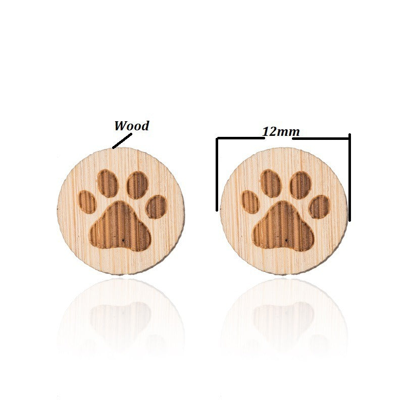 New Vintage Small Animal Plant Wooden Stud Earrings For Girls Simple Stud Earrings