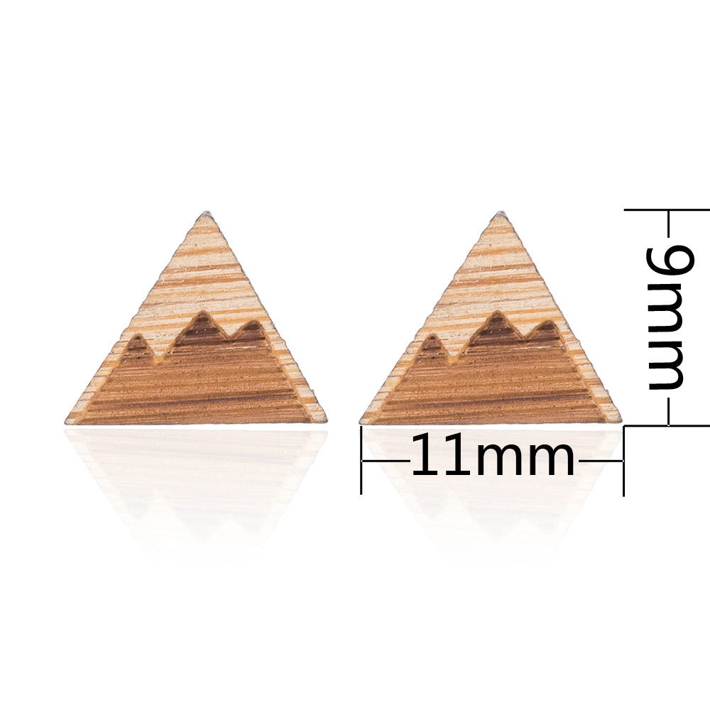 New Vintage Small Animal Plant Wooden Stud Earrings For Girls Simple Stud Earrings