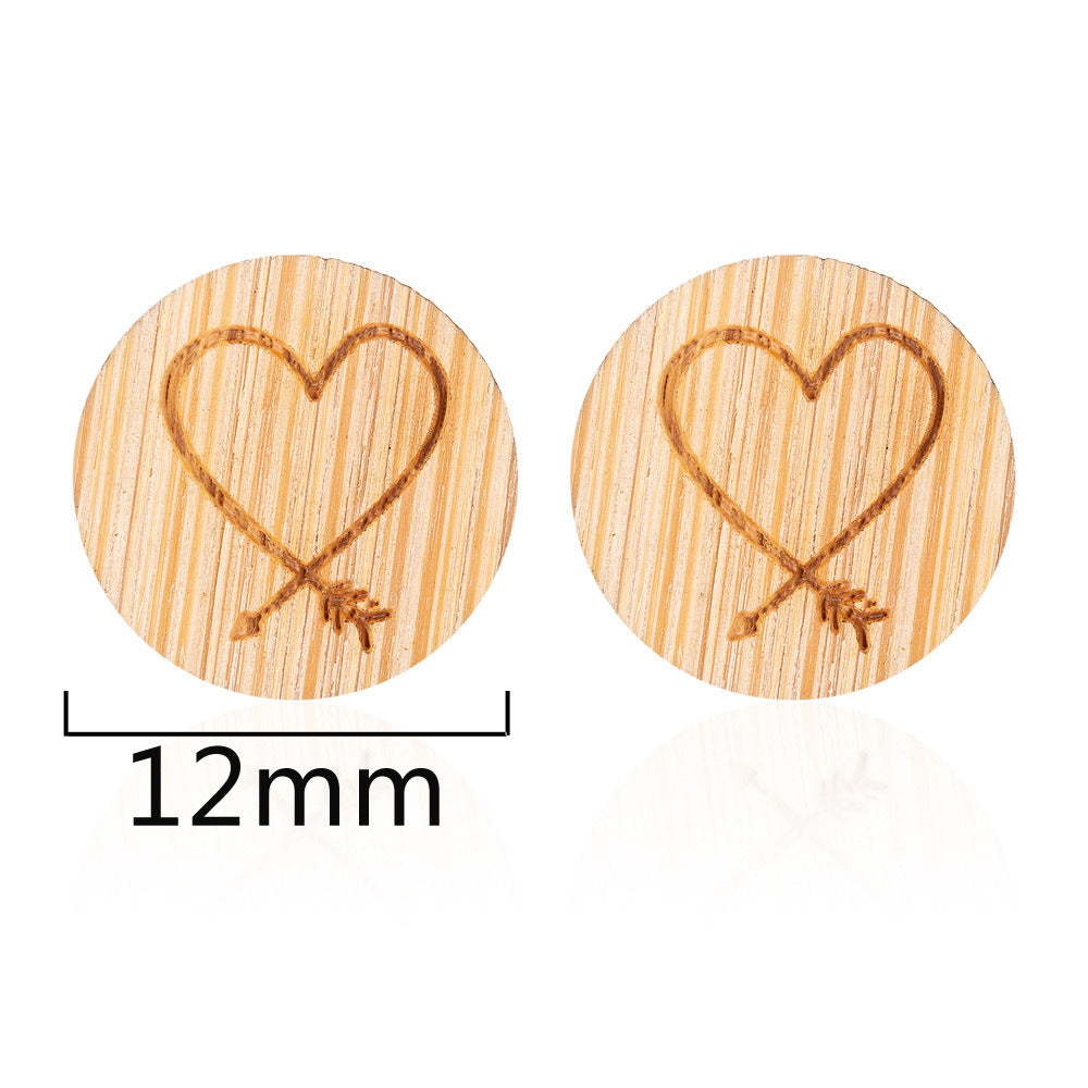 New Vintage Small Animal Plant Wooden Stud Earrings For Girls Simple Stud Earrings