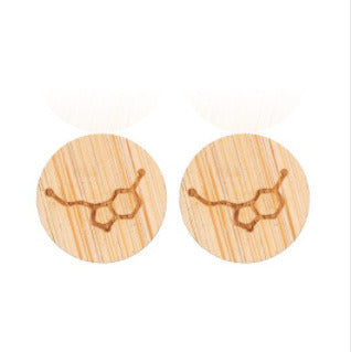 New Vintage Small Animal Plant Wooden Stud Earrings For Girls Simple Stud Earrings