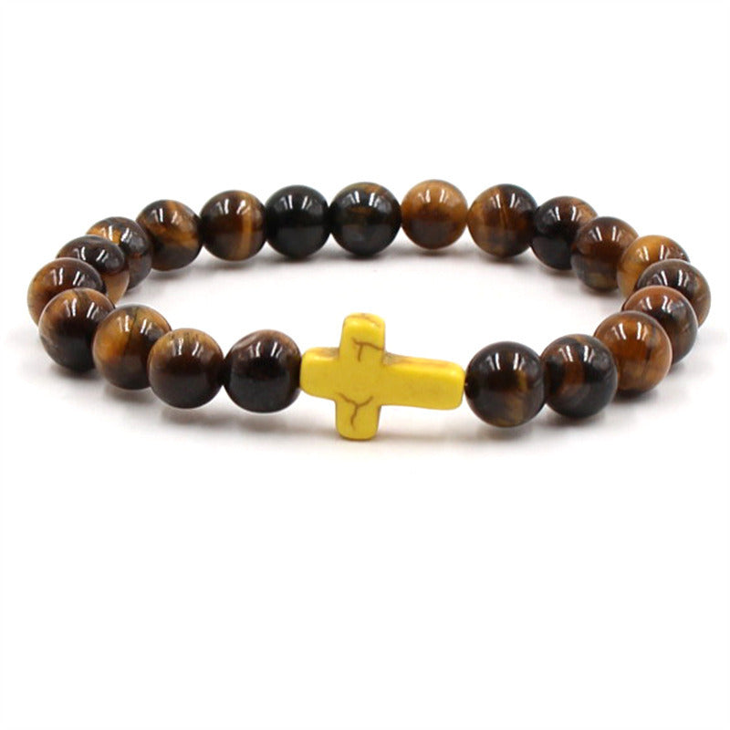 Nine-color Turquoise Cross Tigereye Bracelet Buddha Beads Bracelet