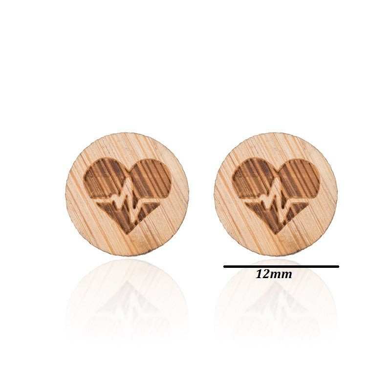 New Vintage Small Animal Plant Wooden Stud Earrings For Girls Simple Stud Earrings