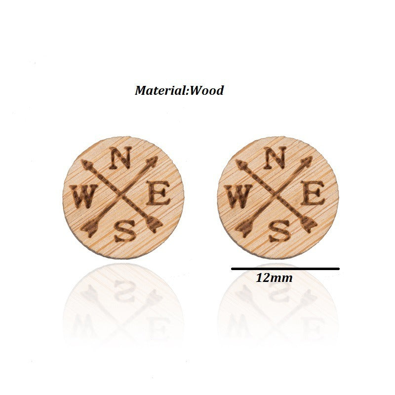 New Vintage Small Animal Plant Wooden Stud Earrings For Girls Simple Stud Earrings