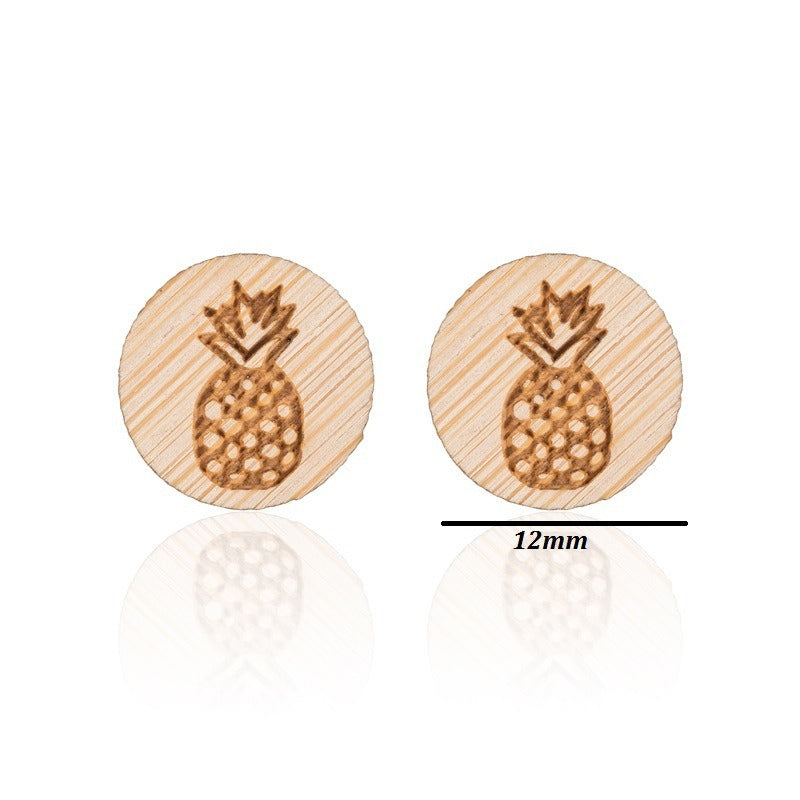 New Vintage Small Animal Plant Wooden Stud Earrings For Girls Simple Stud Earrings