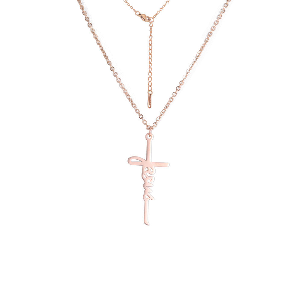 Cross Female Men's Stainless Steel Pendant Necklace