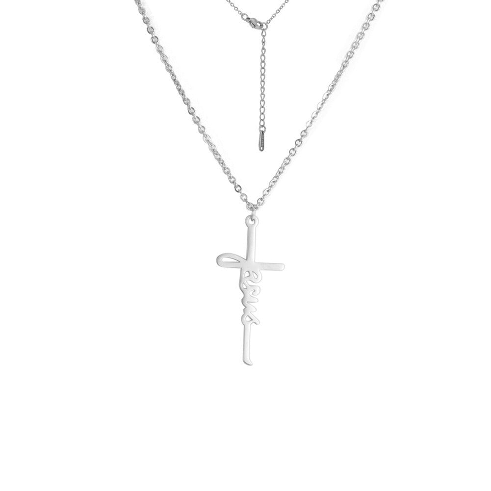 Cross Female Men's Stainless Steel Pendant Necklace