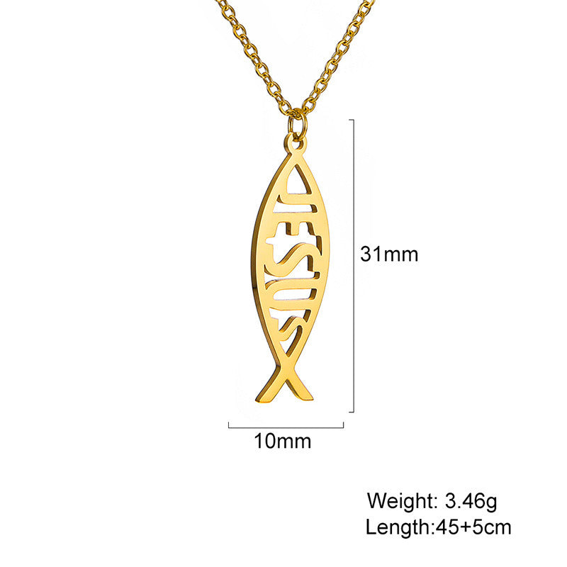 Cross Female Men's Stainless Steel Pendant Necklace