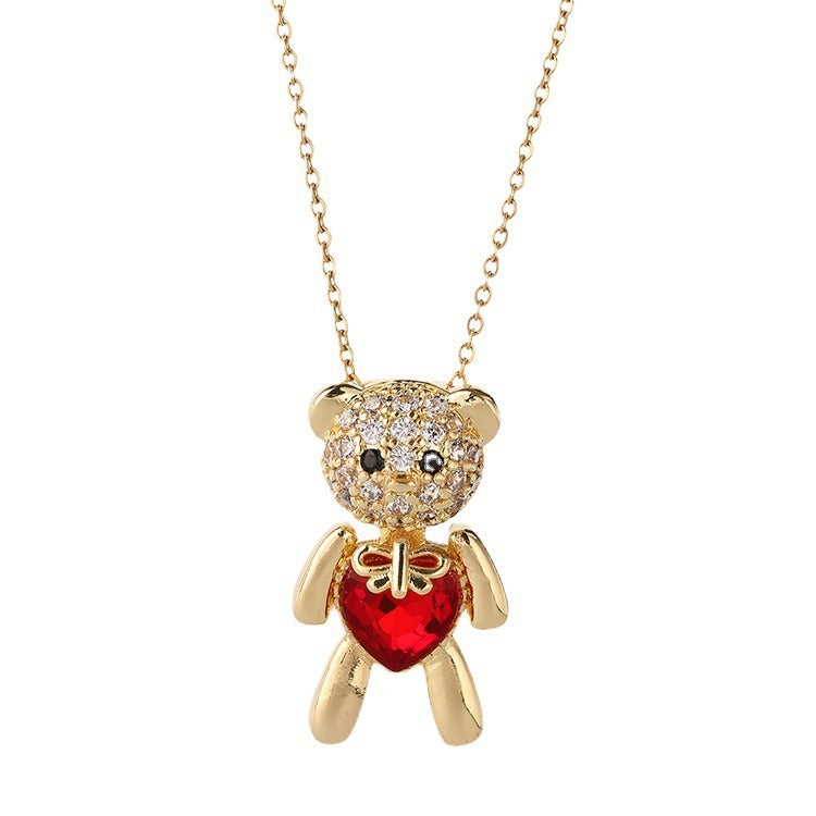 Love Heart Bear Pendant Necklace