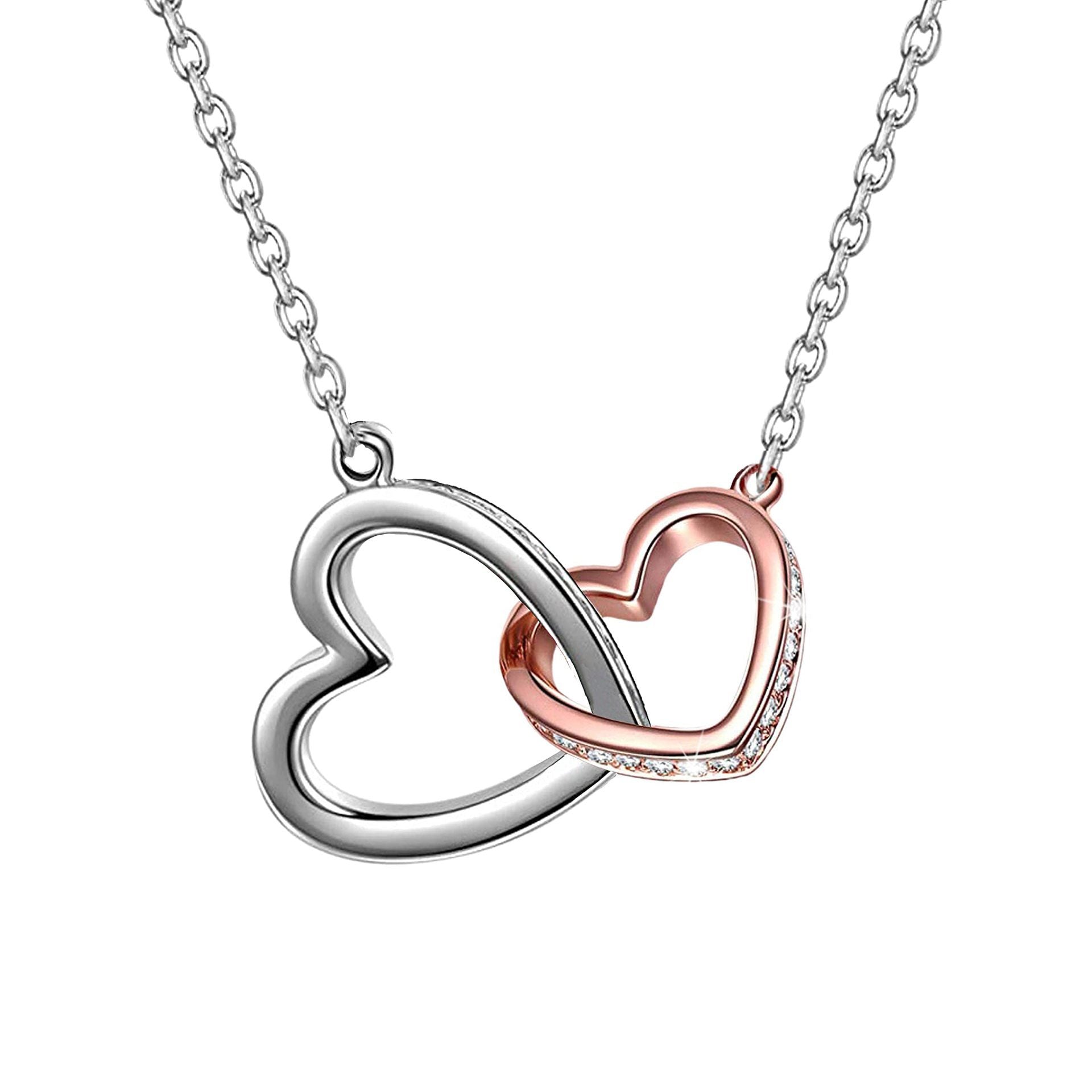 Silver Heart Two Color Necklace Double Mood Valentine's Day Gift