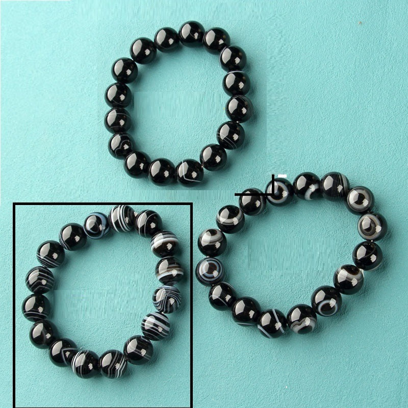 Black And White Silk Wrapped Agate Eye Bracelet