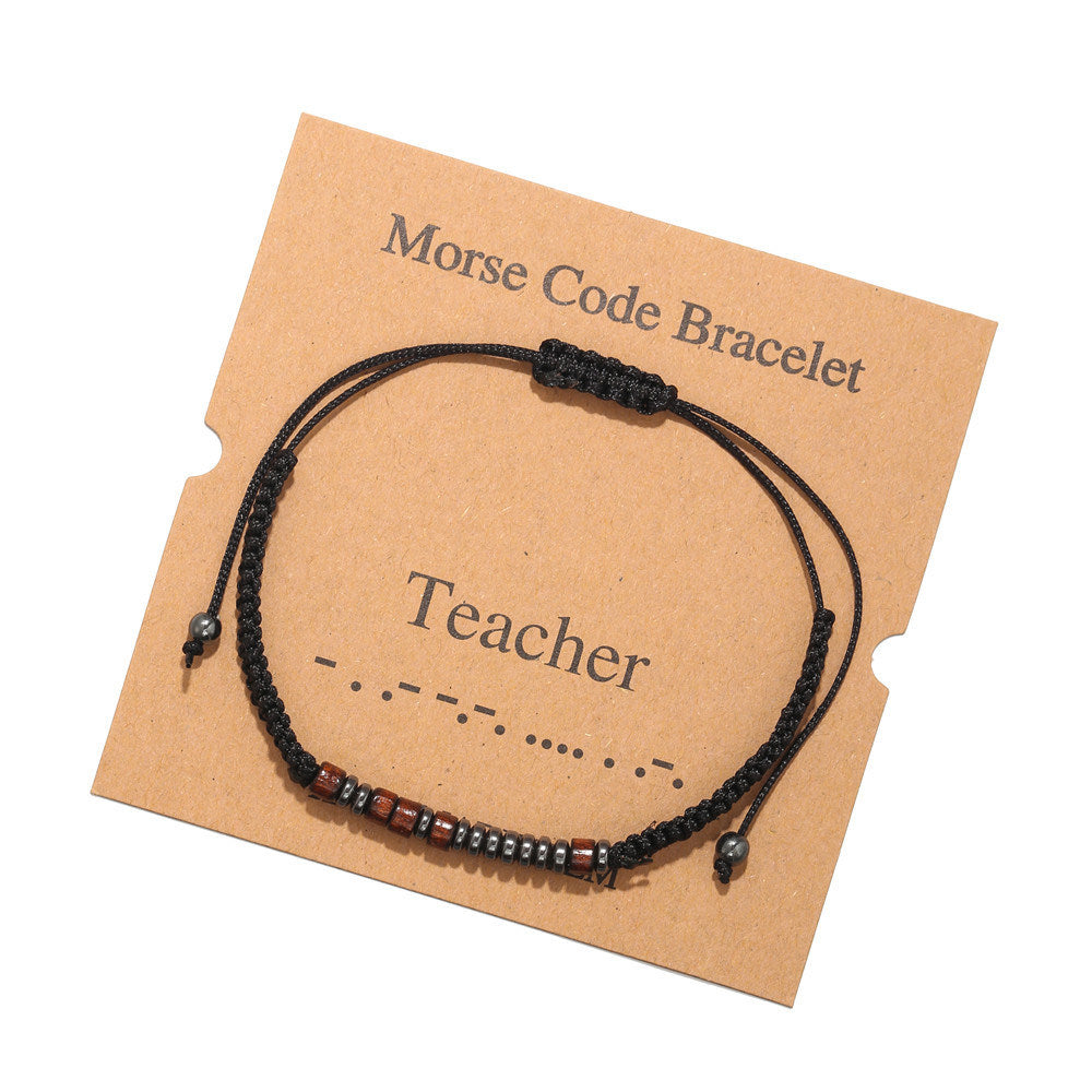 Morse Code Alphanumeric Couple Braided Bracelet