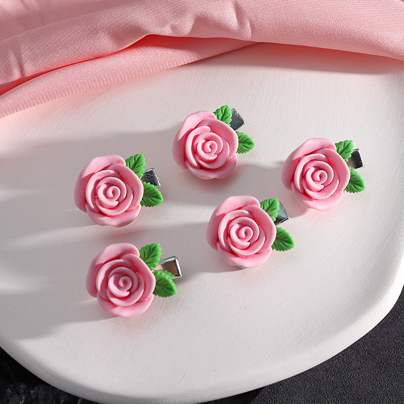 Small Bow Hairpins Cute peach rose headwear hair