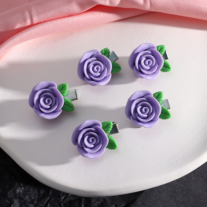 Small Bow Hairpins Cute peach rose headwear hair