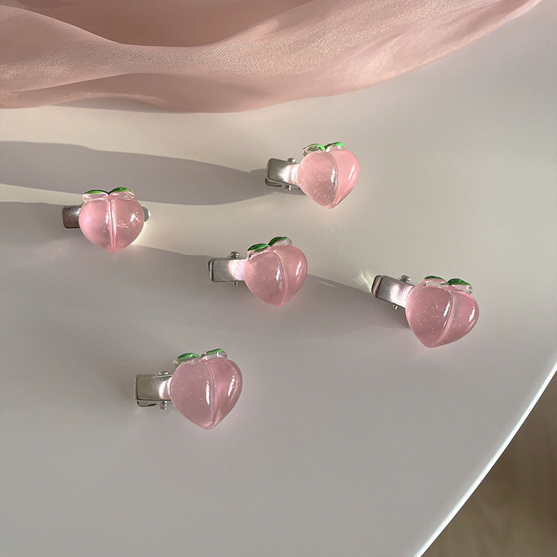 Small Bow Hairpins Cute peach rose headwear hair