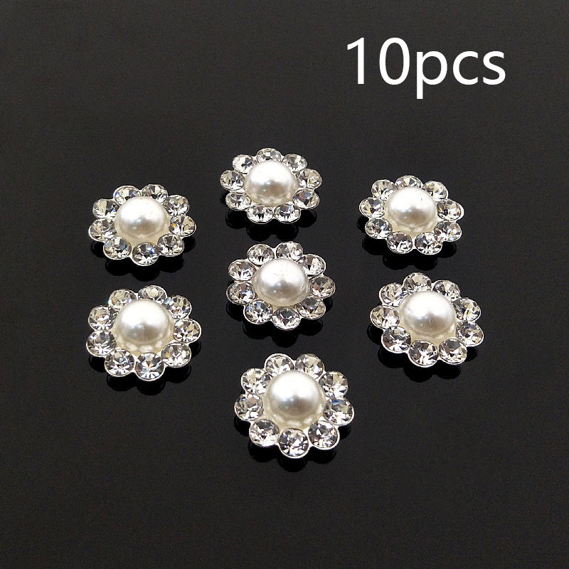 New Rhinestone Flower Disk Pearl Alloy Accessories DIY Round Diamond-embedded Headdress Accessories Shoe Ornament Corsage Accessories