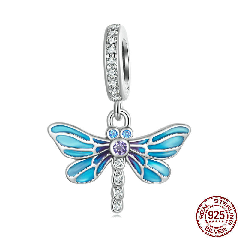 Blue Drop Oil Dragonfly Pendant Pastoral Sterling Silver