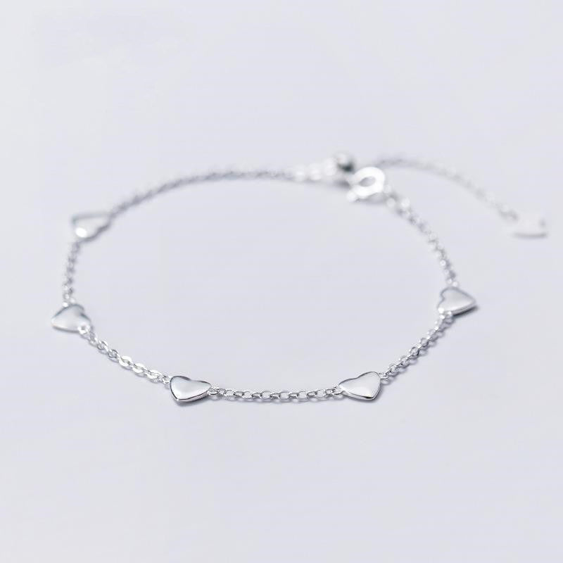 S925 Silver Bracelet Feminine Glossy Love Simple