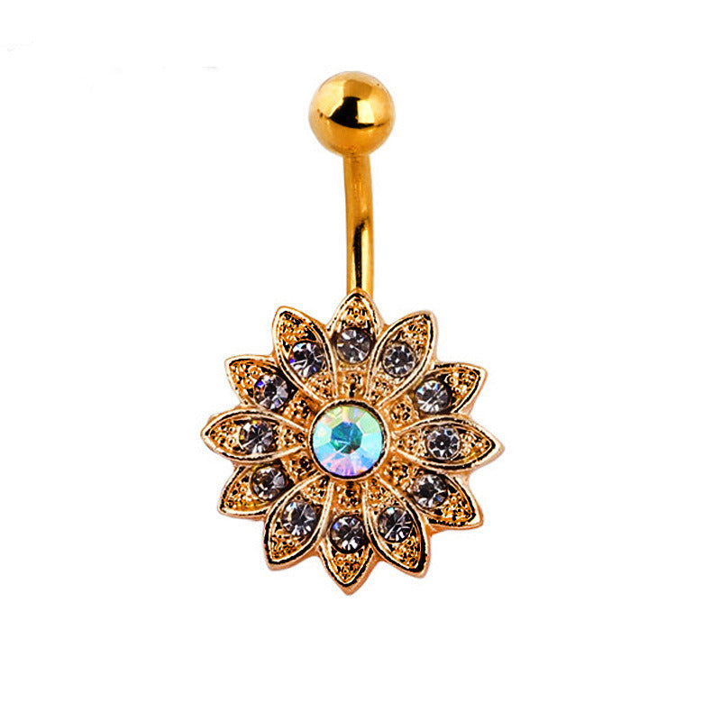 Flower Shape Belly Ring Human Body Piercing Accessories