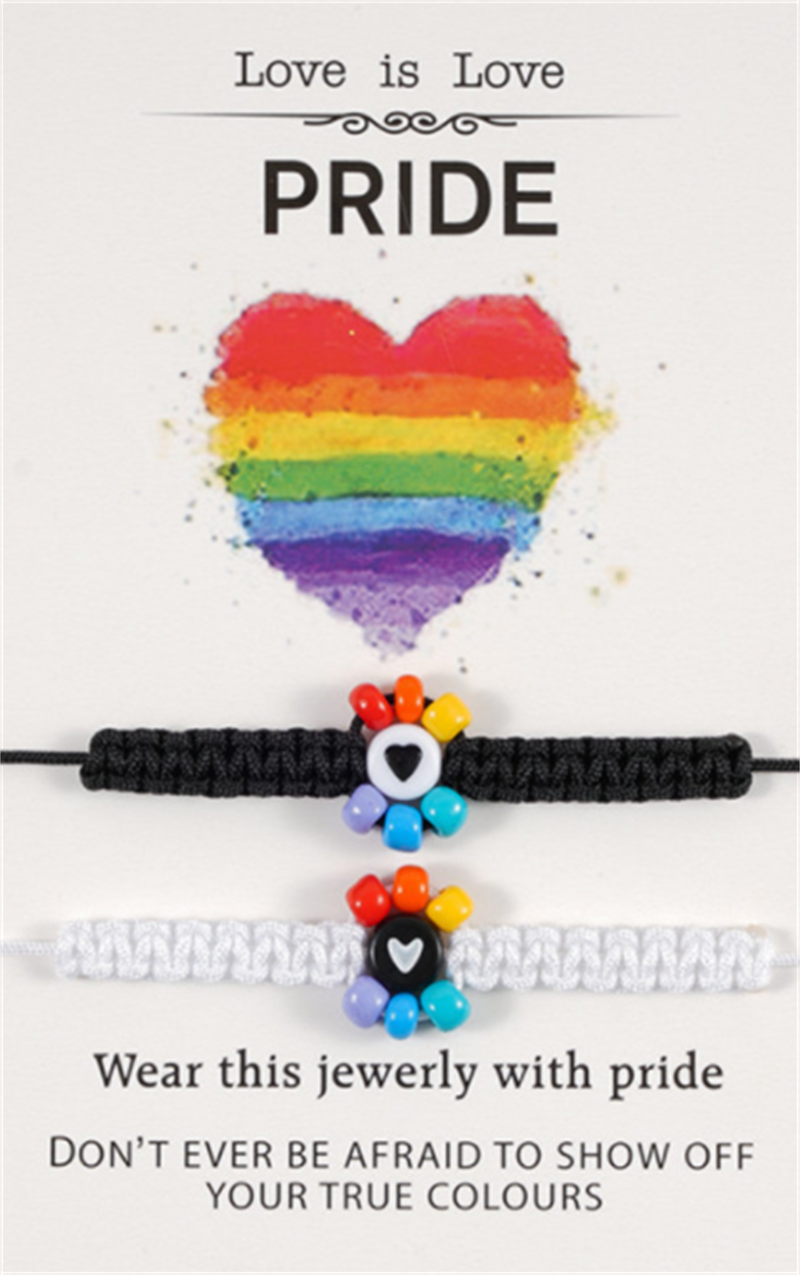 Friendship Love Rainbow Rice Beads Handwoven Card Bracelet