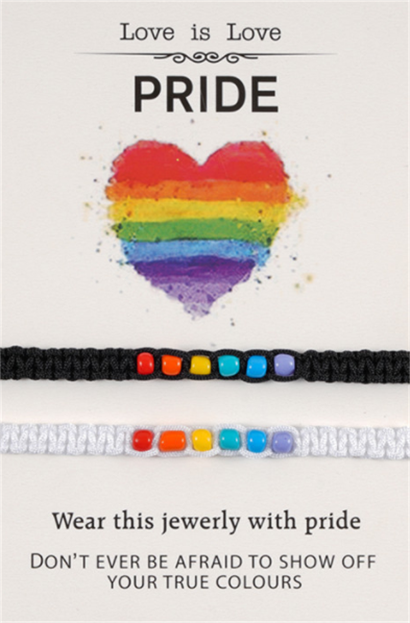 Friendship Love Rainbow Rice Beads Handwoven Card Bracelet