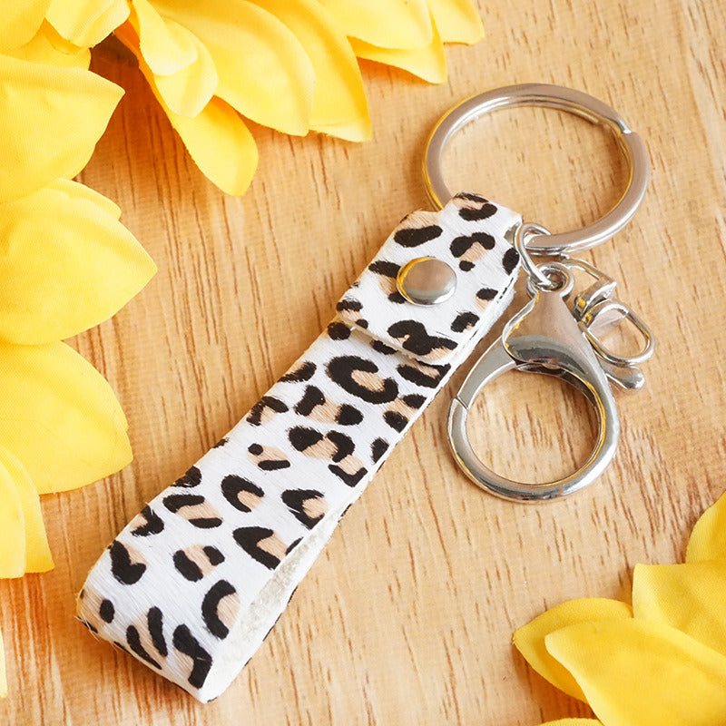 Leopard Zebra Print Cows Pattern Camouflage Leather Horse Hair European And American Key Ring Personality Handmade Key Chain Handbag Pendant