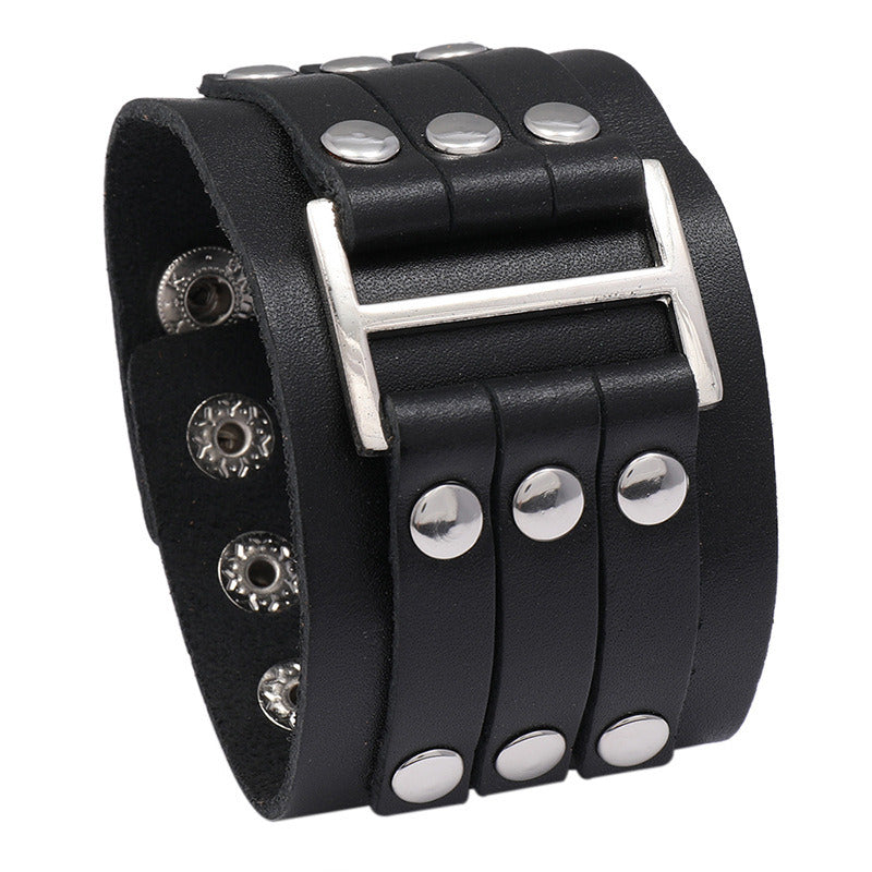 Vintage Multilayer Rivet Leather Men's Bracelet