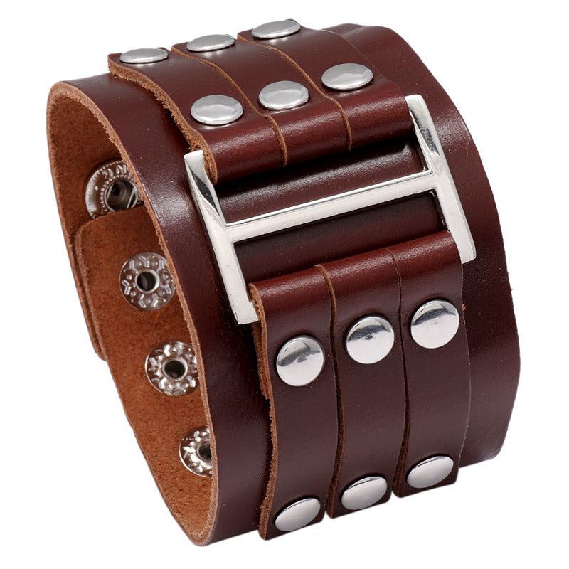 Vintage Multilayer Rivet Leather Men's Bracelet