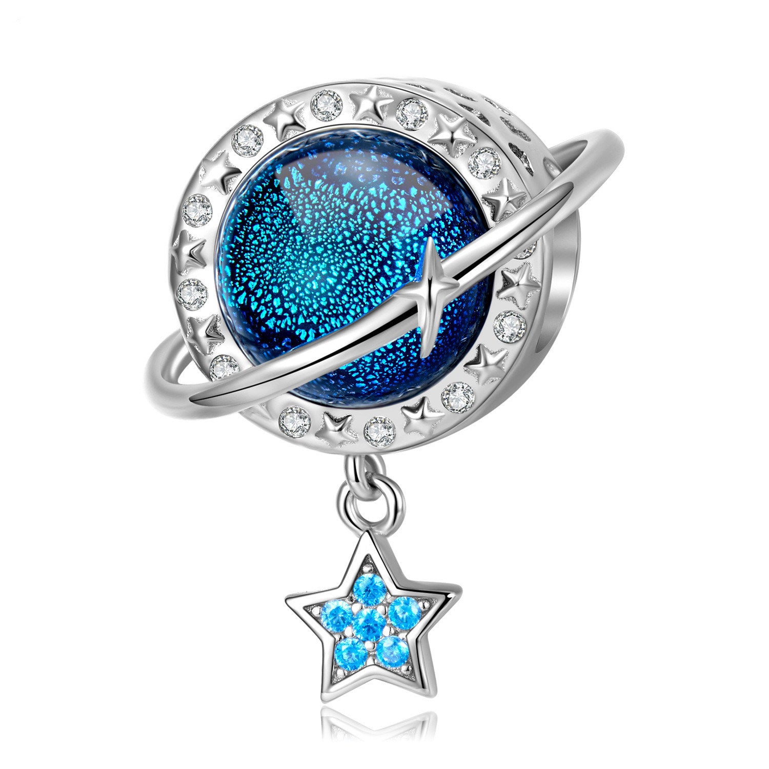 Sterling Silver Blue Planet Beads Starry Sky Series