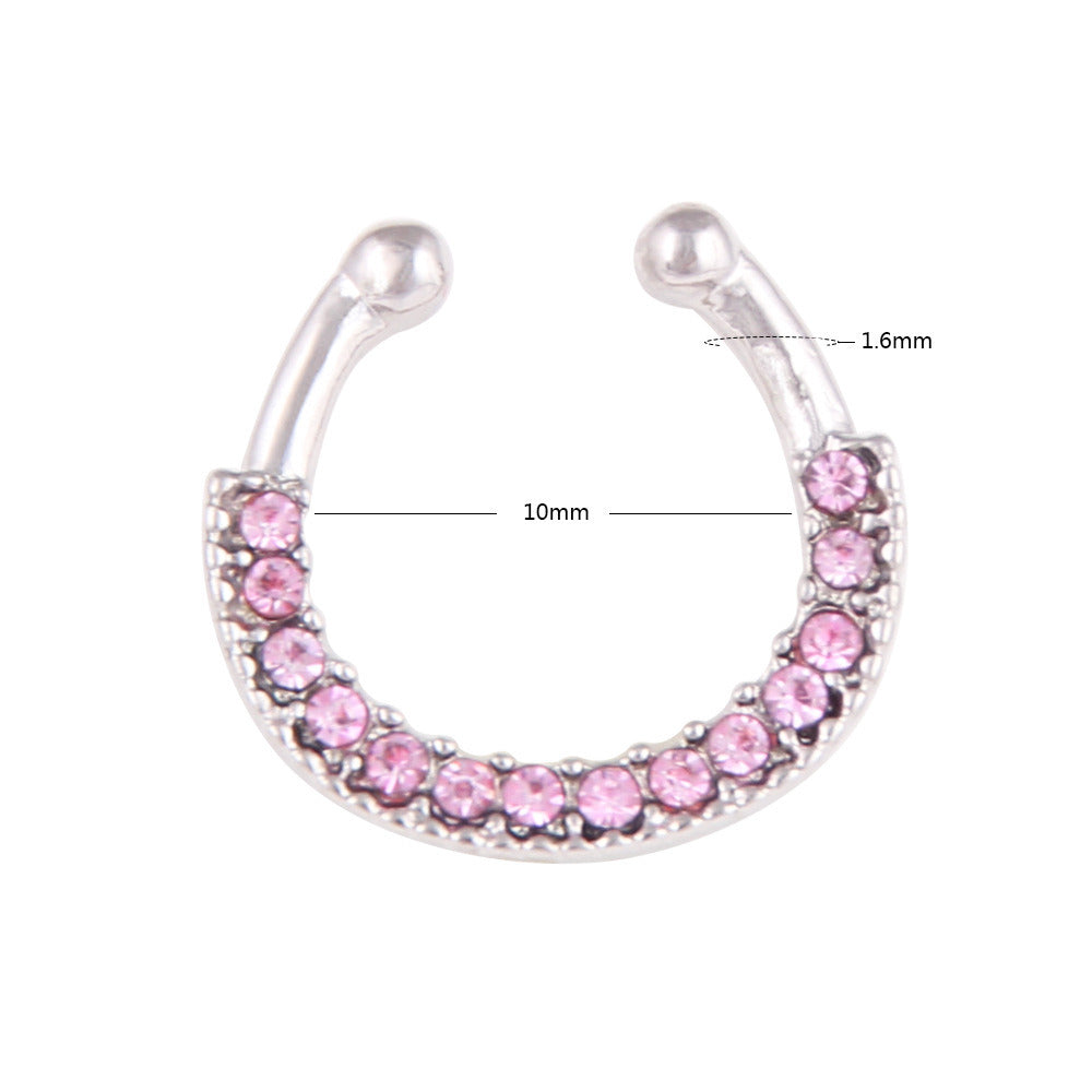 5-color Diamond U-shaped Fake Nose Ring Personality Perforation-free Nose Ring