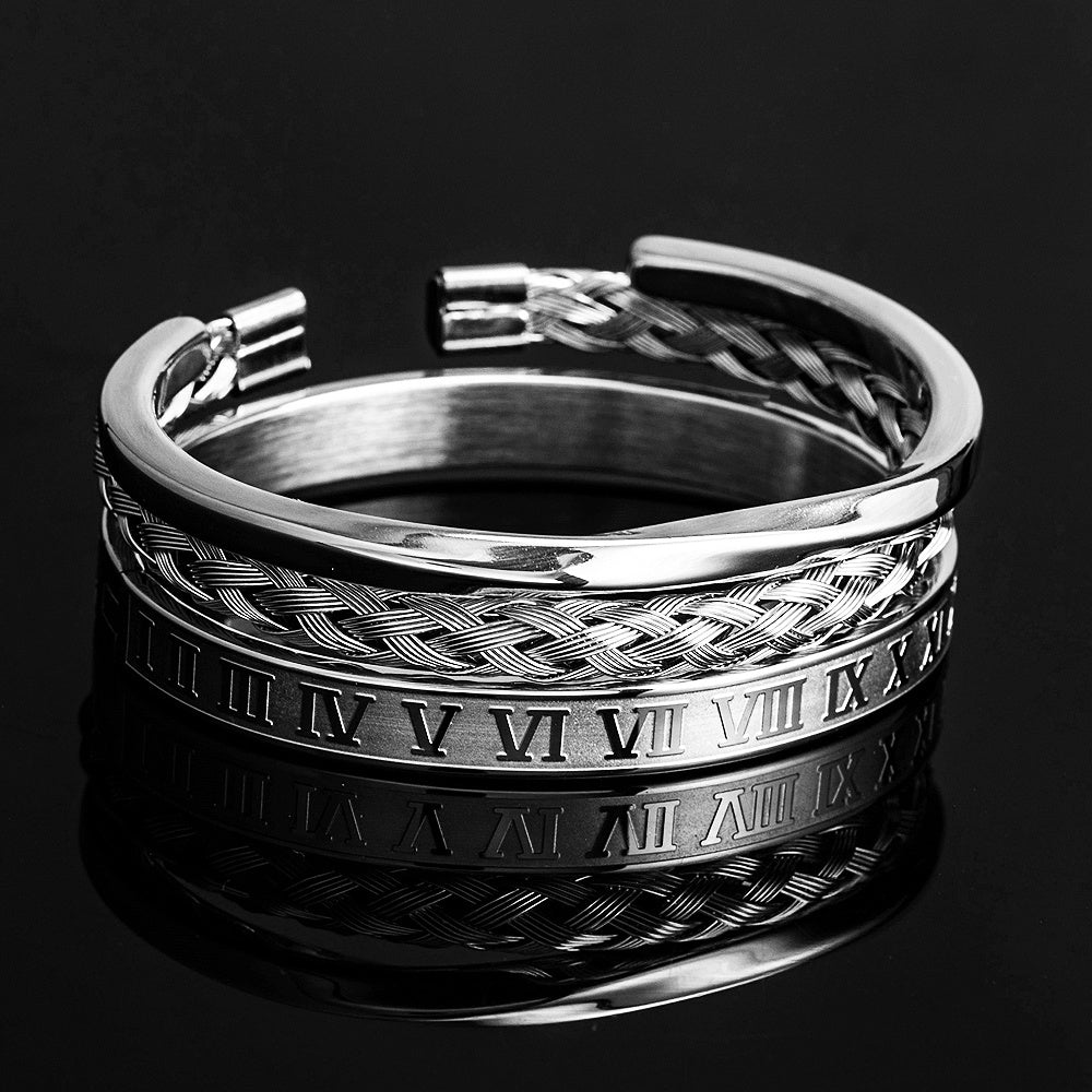 Titanium Steel Bracelet Set Men's Personality Weaving