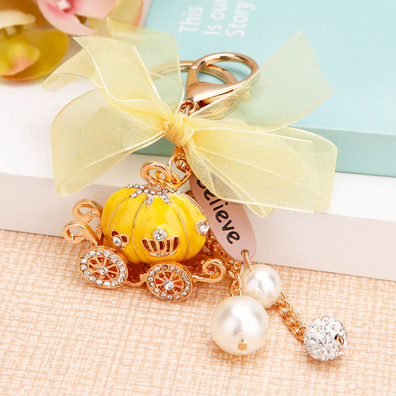 Pumpkin Car Keychain Women's Bag Pendant