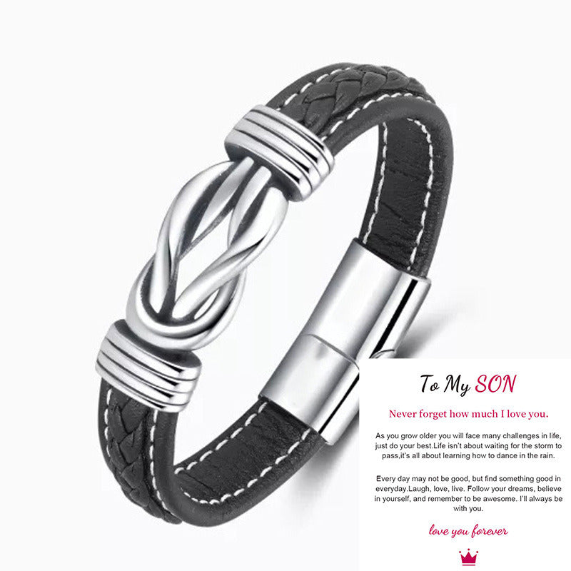 Men's Fashion Stainless Steel Leather Bracelet