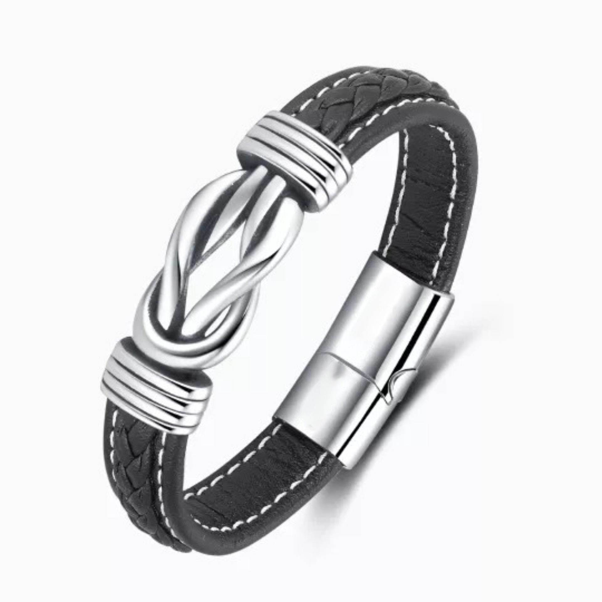 Men's Fashion Stainless Steel Leather Bracelet