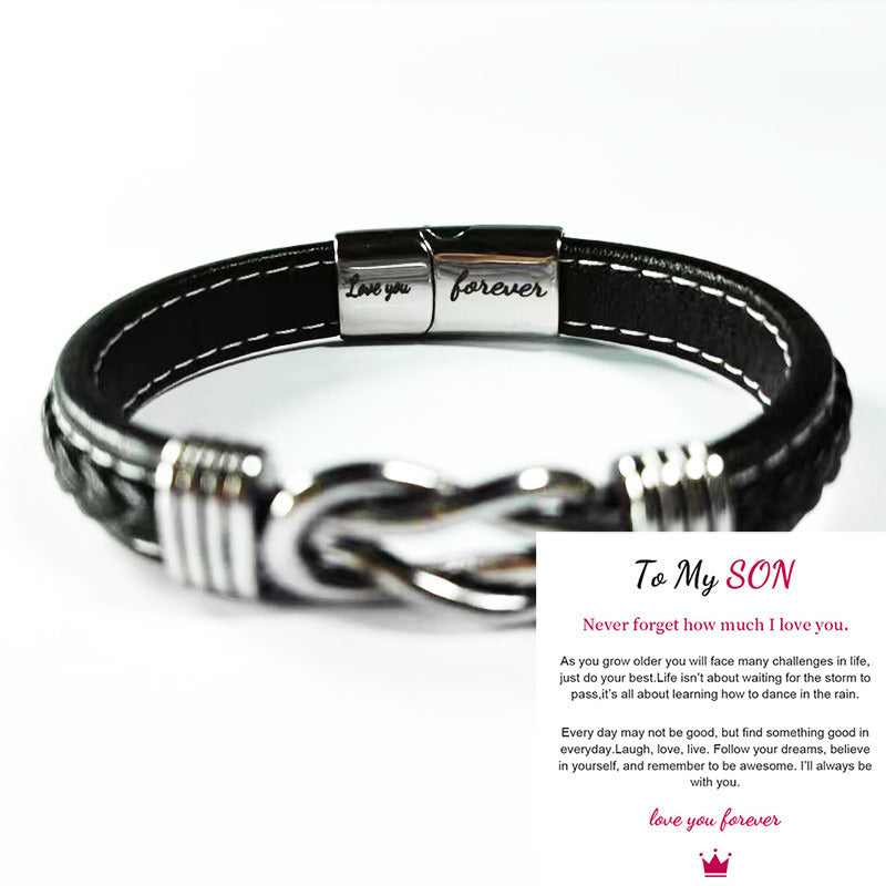 Men's Fashion Stainless Steel Leather Bracelet