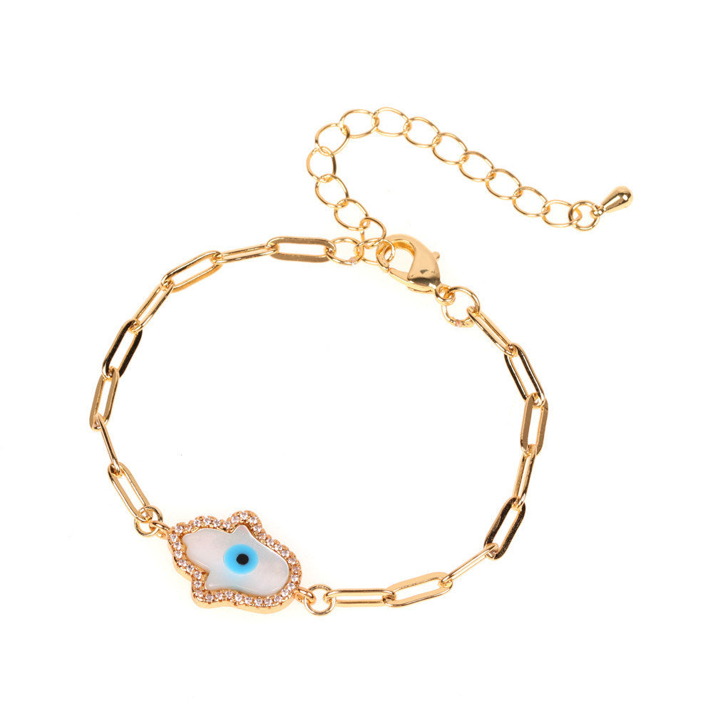 Diamond Shell Palm Eye Bracelet