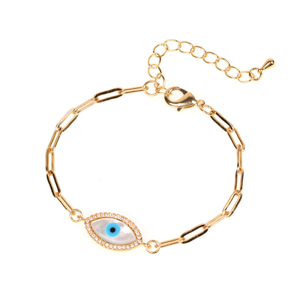 Diamond Shell Palm Eye Bracelet