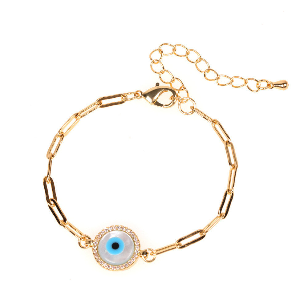 Diamond Shell Palm Eye Bracelet