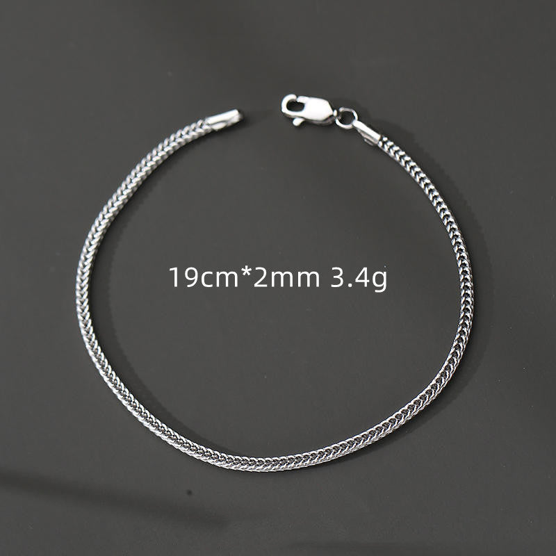 S925 Silver Bracelet Men's Cool Simple And Versatile