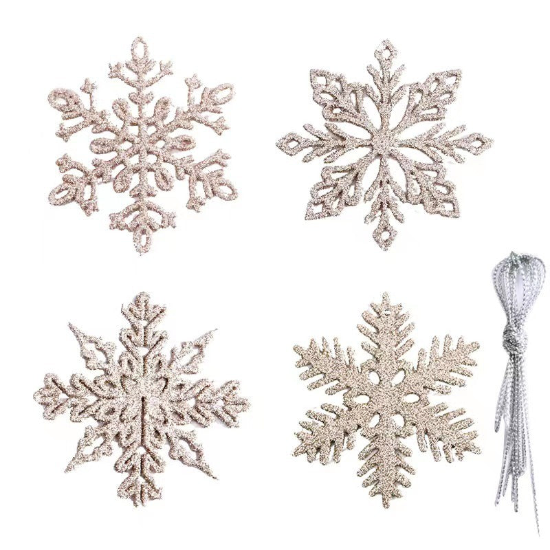 100pcs Christmas Snowflake Ornaments, Plastic Glitter Snow Flakes Ornaments for Christmas Tree